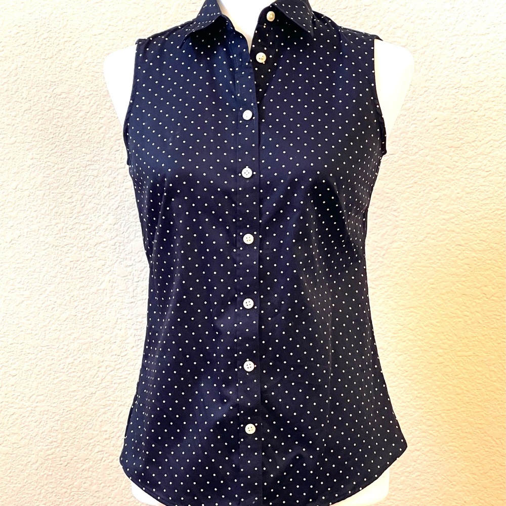 Cute Banana Republic Black Polka Dot Blouse
